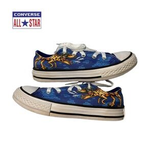 Chuck Taylor All Star Dino's Beach Party Lo Top Junior Sz 12 Blue gold Dinosaur